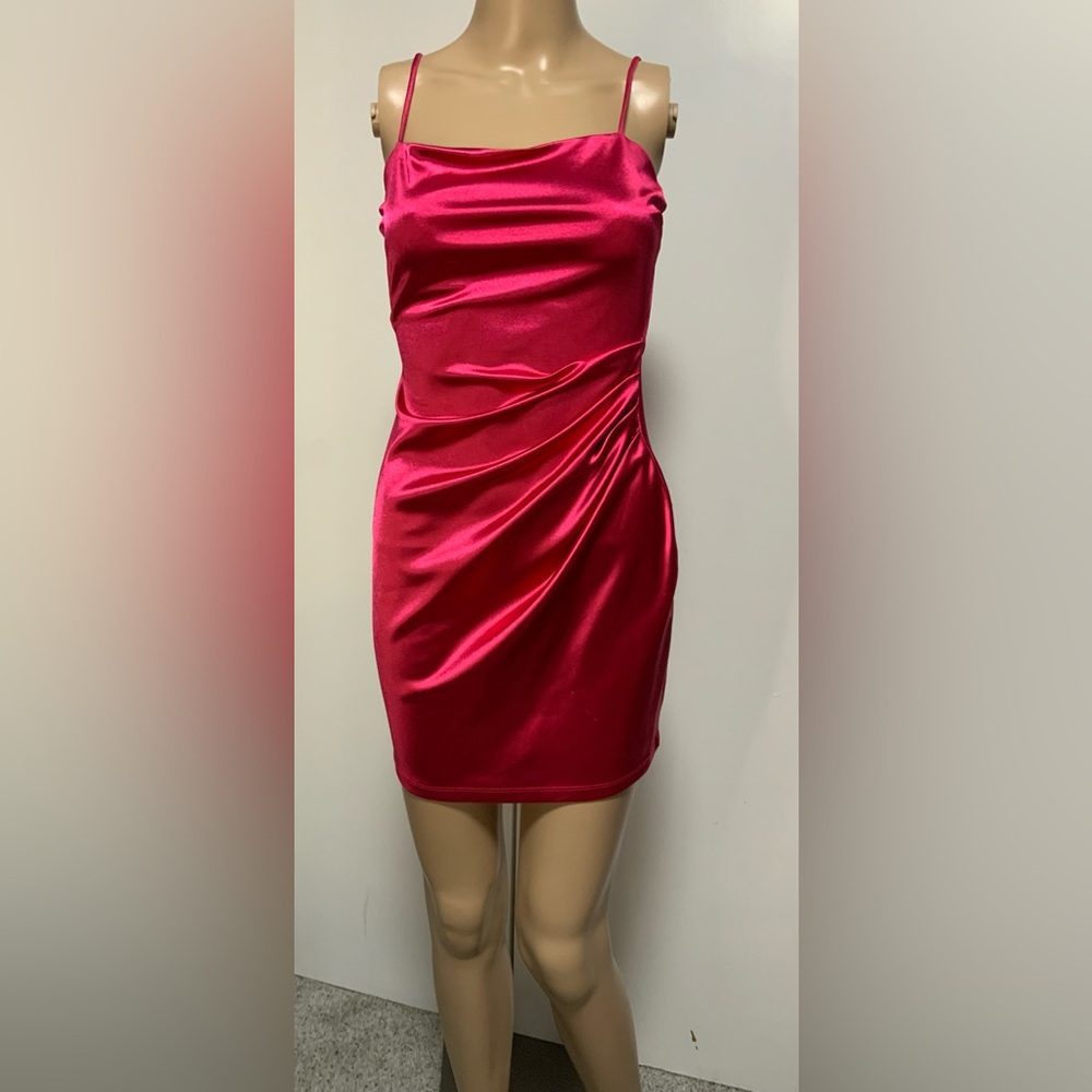 Windsor Pink Asymmetrical Ruched Mini Dress